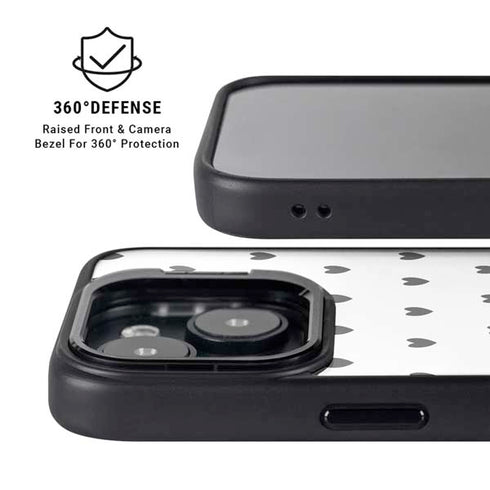 White and Black Hearts iPhone 15 Kickstand Case